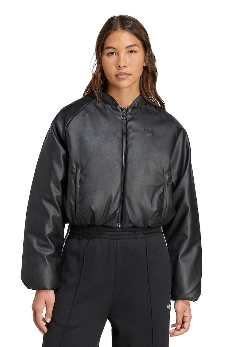 Jacheta crop de piele ecologica