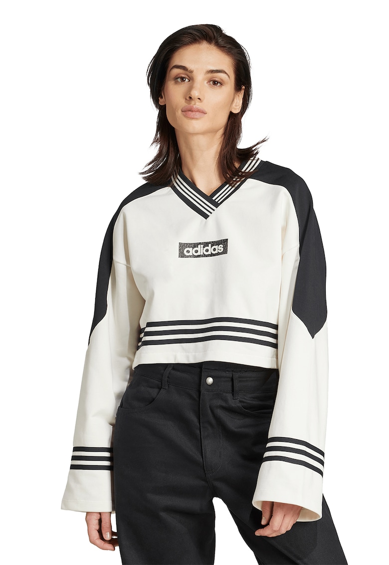 Bluza de trening crop cu decolteu in V