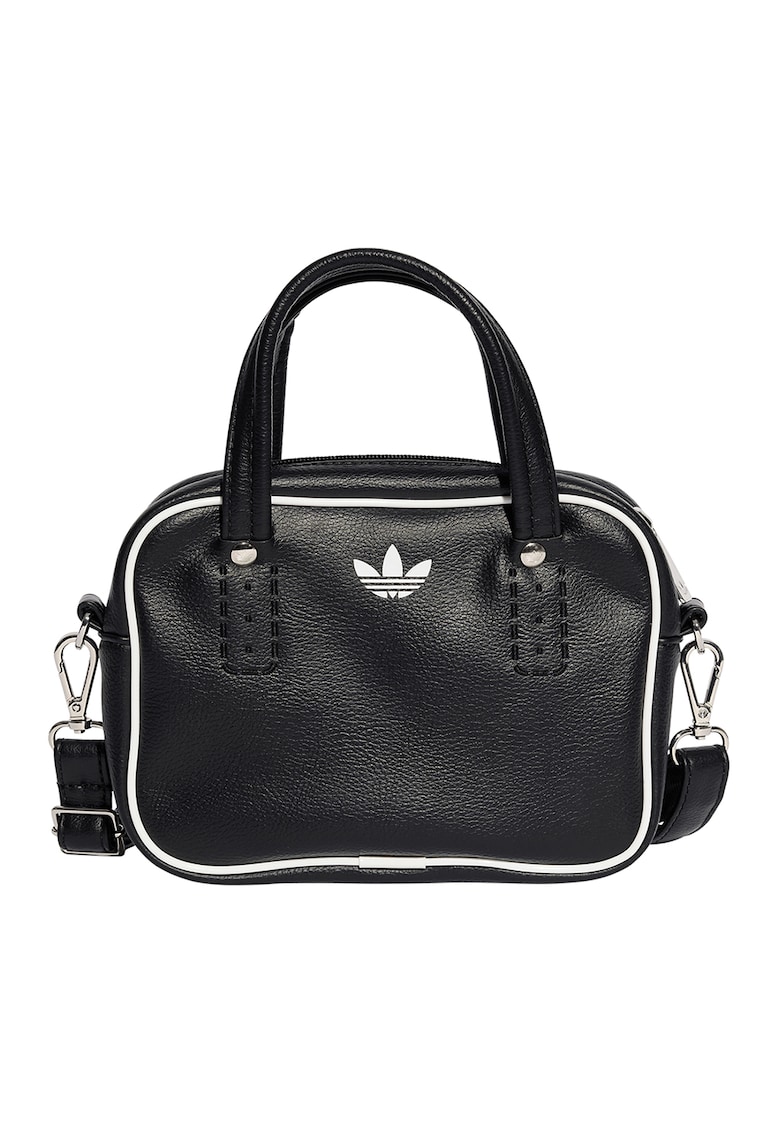 Geanta crossbody de piele ecologica - Negru/Alb optic