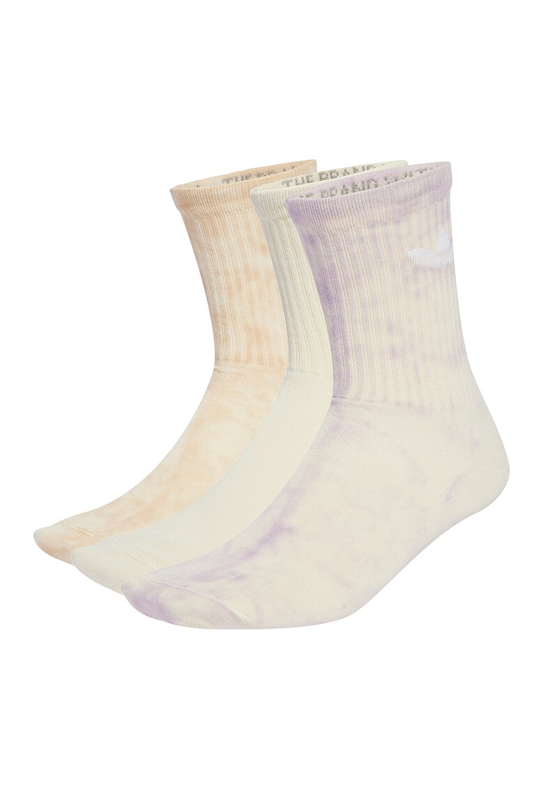 Set de sosete lungi unisex cu logo - 3 perechi - Alb fildes/Violet/Portocaliu pal