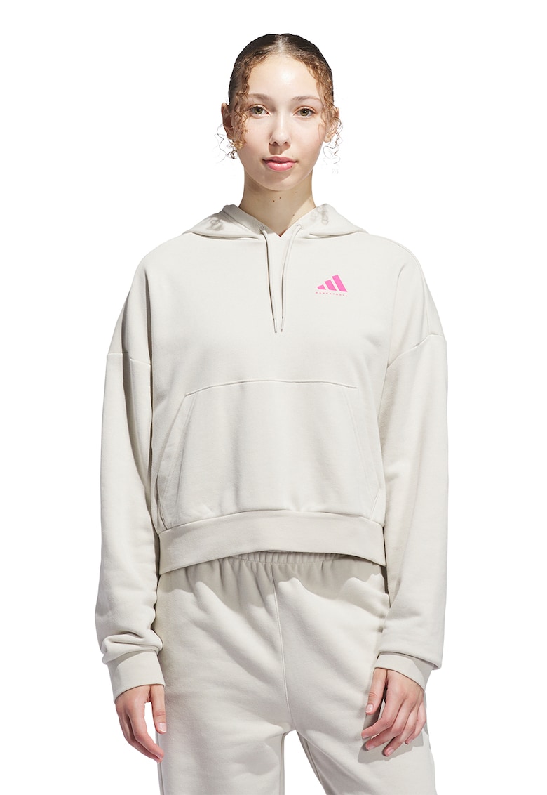 Hanorac crop cu imprimeu pe spate