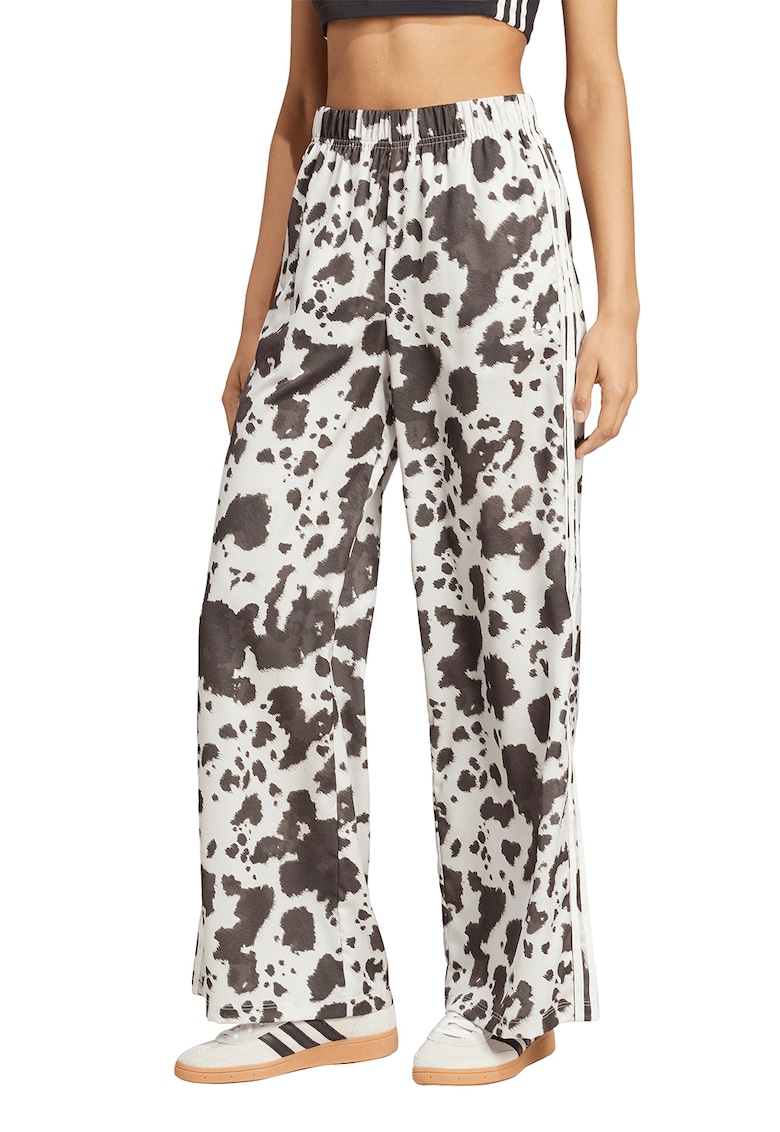 Pantaloni evazati cu model si talie inalta