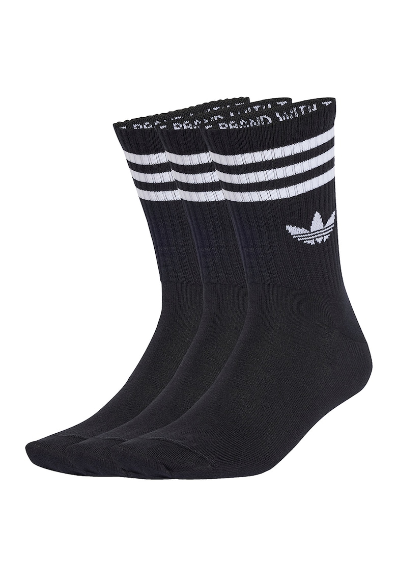 Set de 3 perechi de sosete lungi unisex cu detaliu logo - Negru