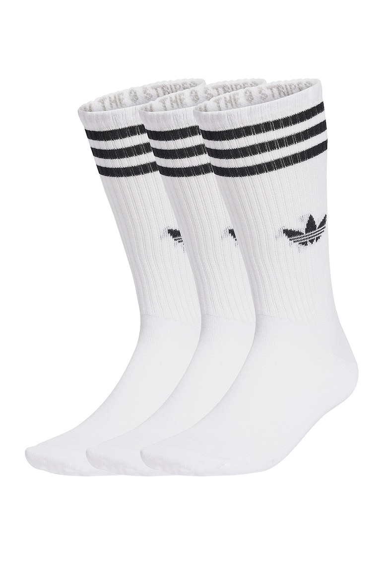 Set de sosete lungi unisex cu logo - 3 perechi - Alb optic