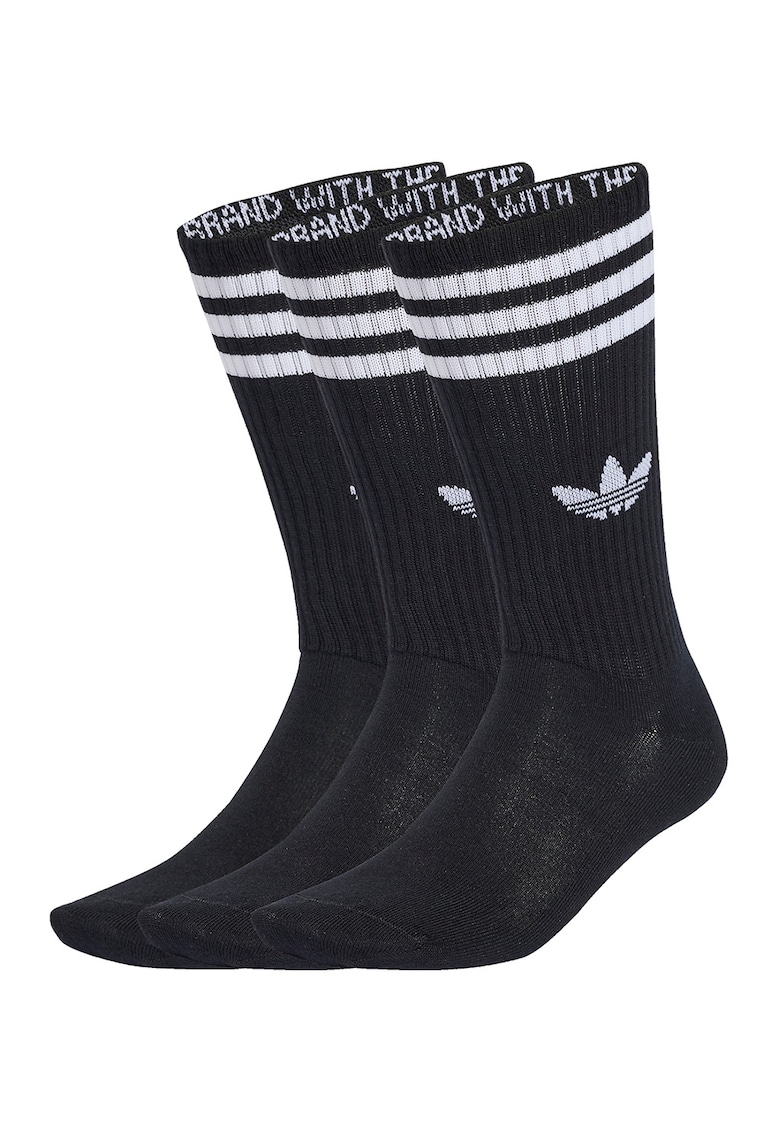 Set de sosete lungi unisex cu logo - 3 perechi - Negru