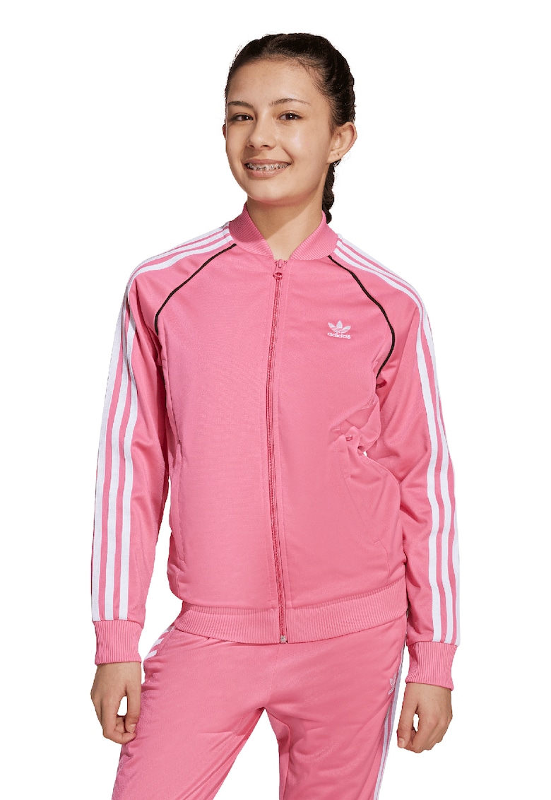 Bluza de trening cu fermoar si broderie logo