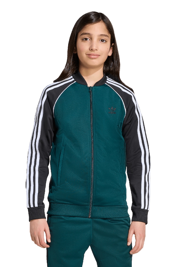 Bluza de trening cu fermoar si broderie logo