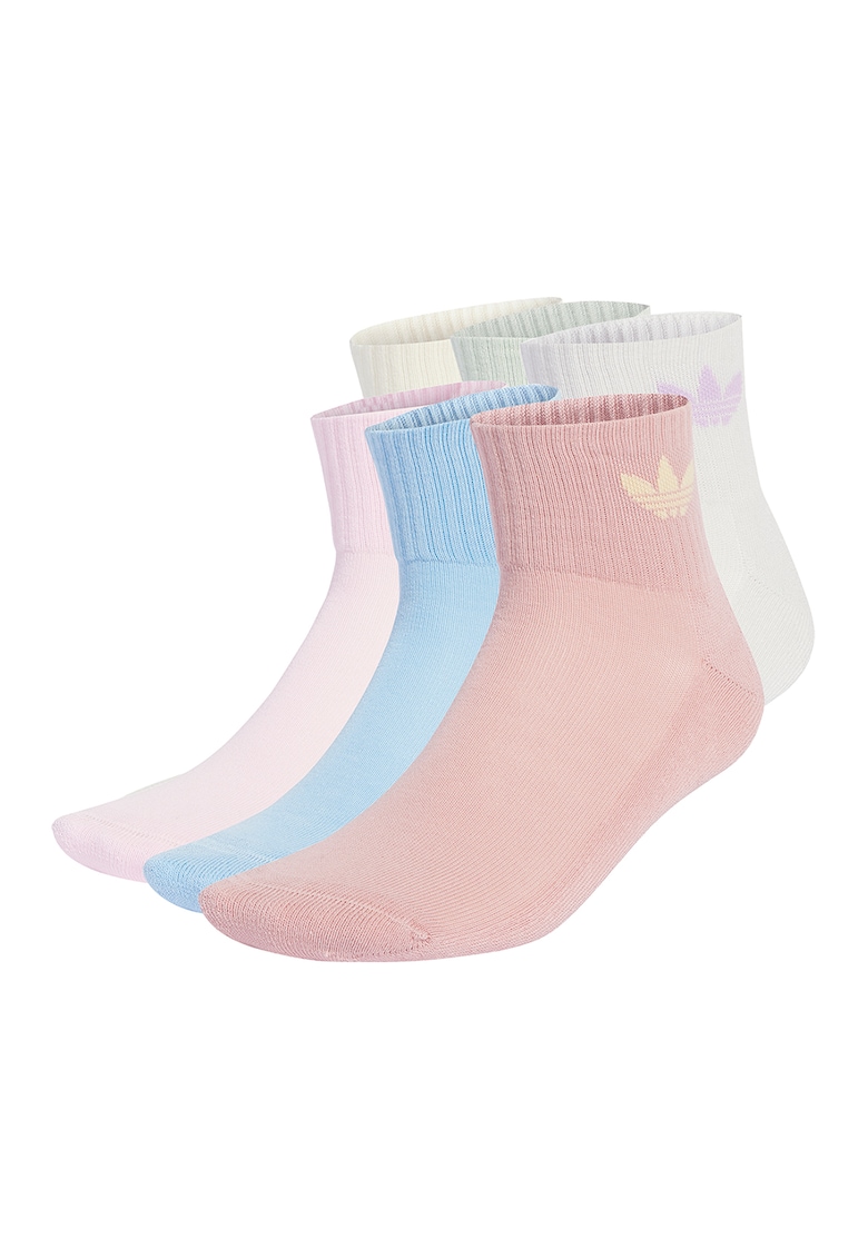 Set de sosete scurte unisex Daily Essentials - 6 perechi - Roz pastel/Verde pal/Albastru deschis