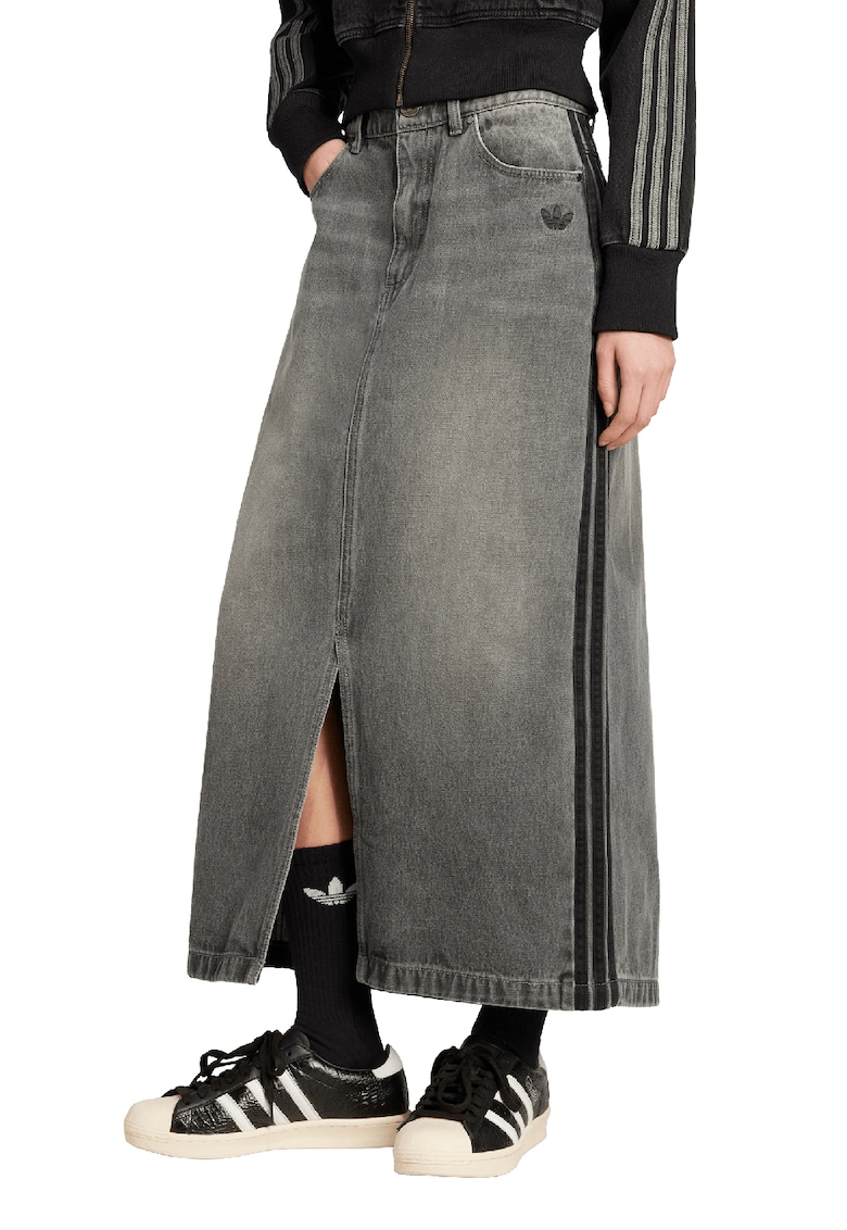 Fusta din denim cu 3 dungi Adicolor