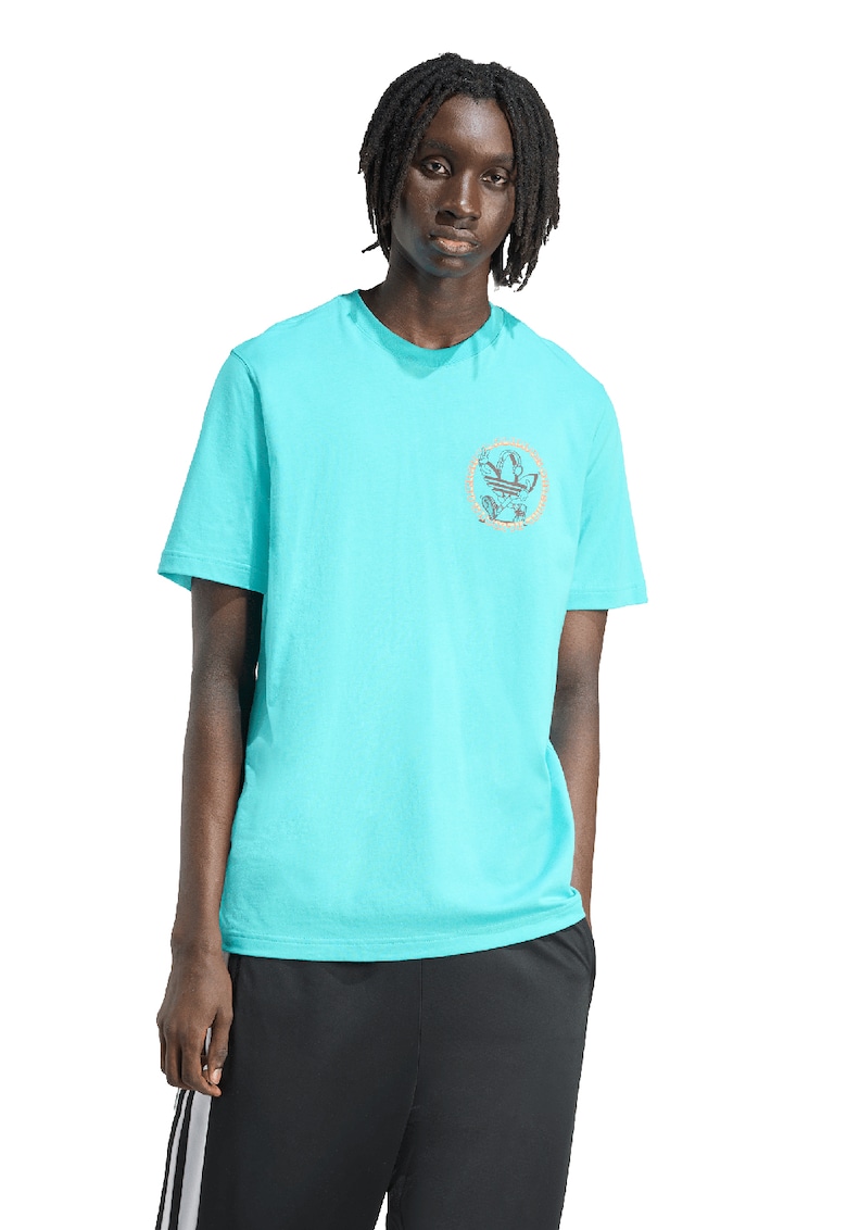 Tricou cu imprimeu logo si grafic - Turcoaz