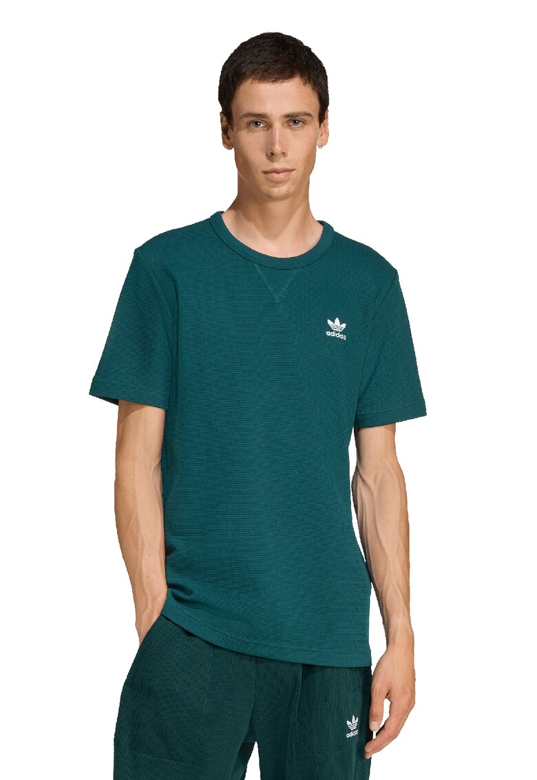 Tricou texturat cu logo brodat - Verde