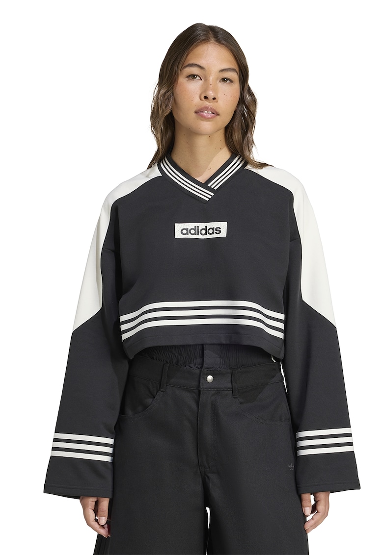 Bluza de trening crop cu decolteu in V