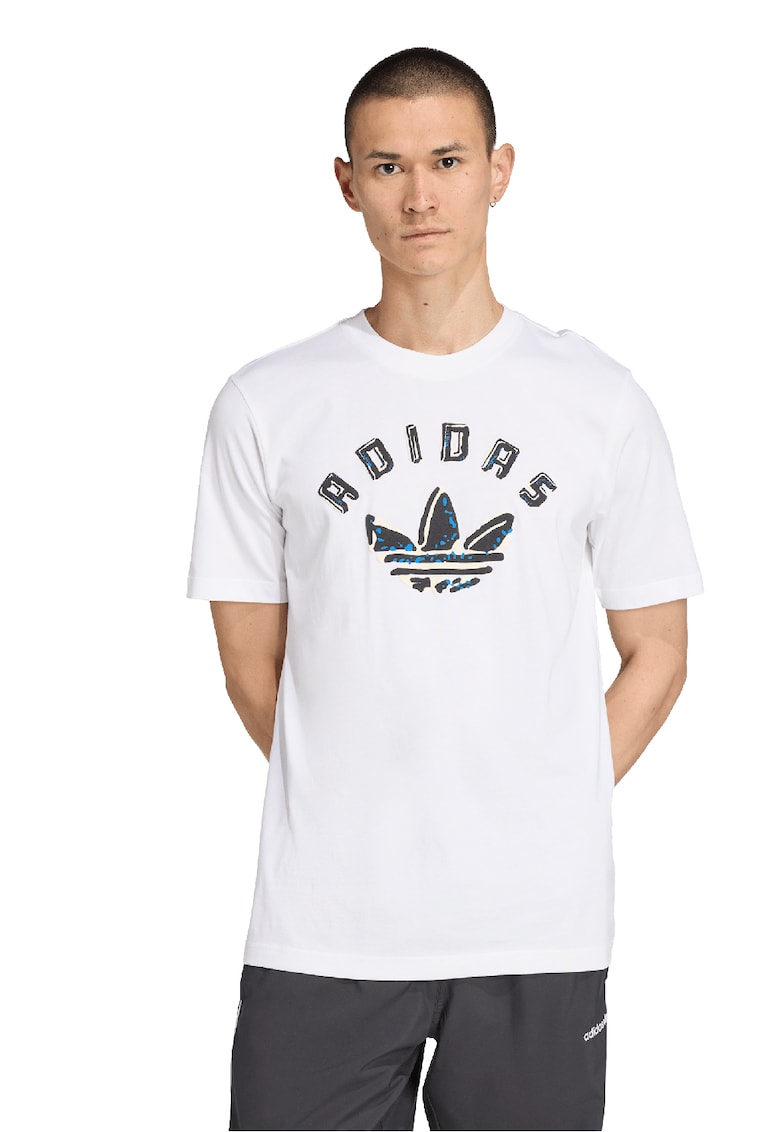 Tricou de bumbac cu imprimeu logo - Alb/Negru stins