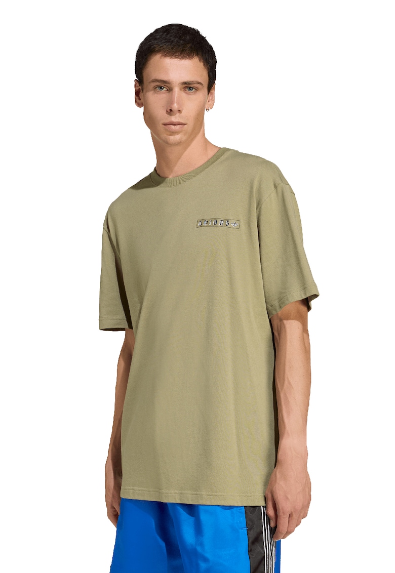 Tricou de bumbac cu logo si imprimeu grafic pe partea din spate