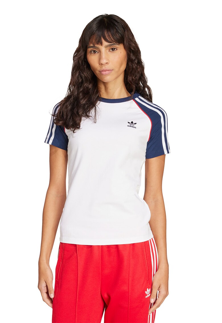 Tricou slim fit cu logo - Alb/Bleumarin