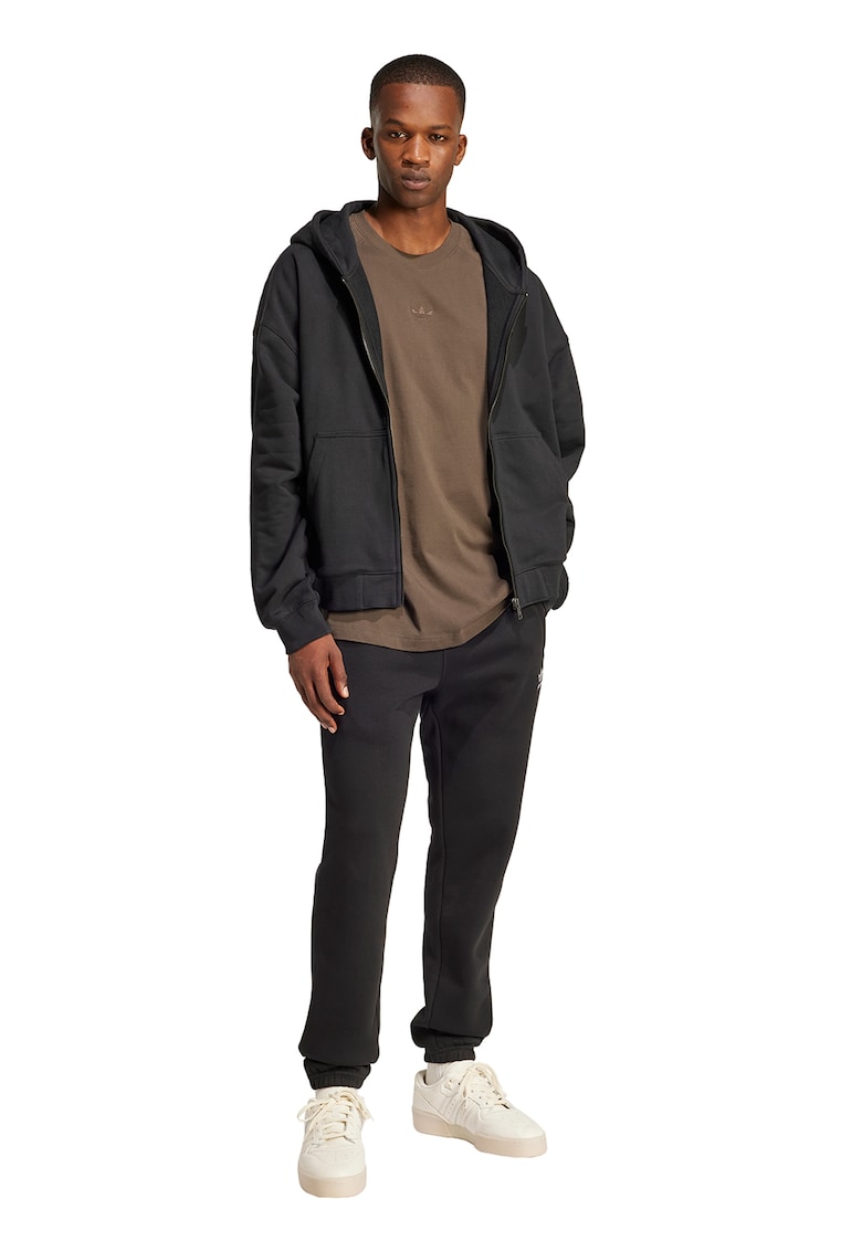 Hanorac lejer de bumbac cu fermoar - Negru stins