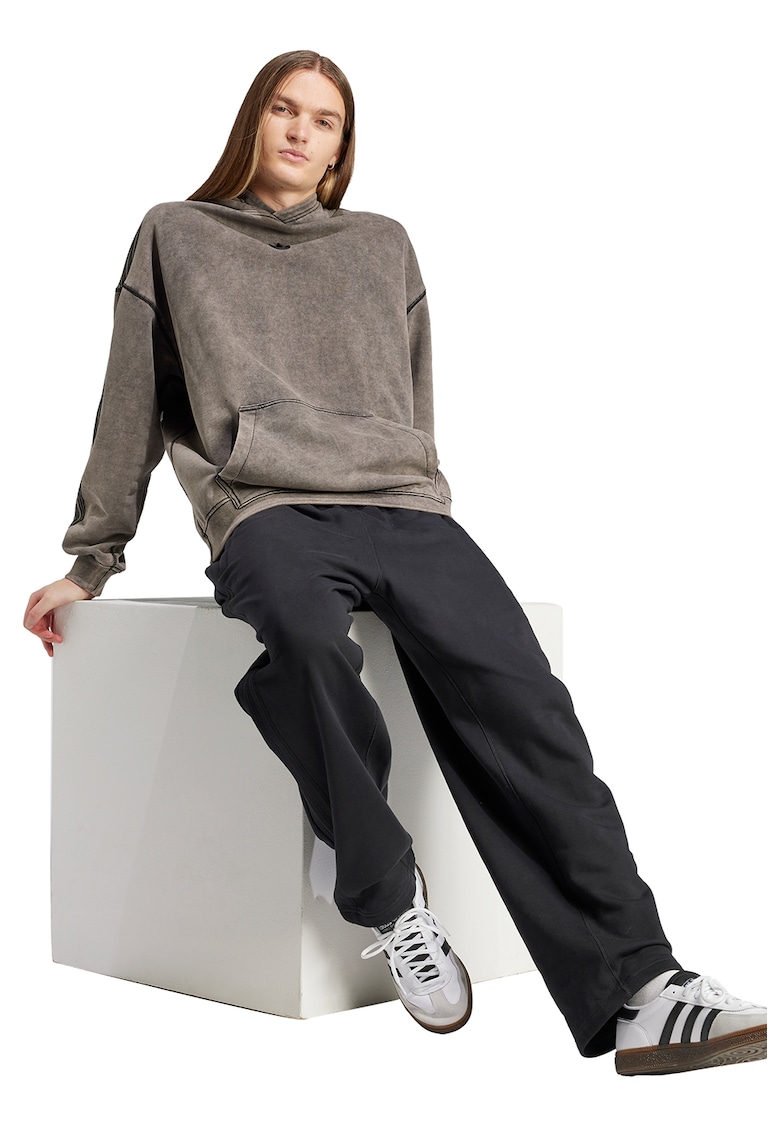 Hanorac cu logo brodat si aspect decolorat