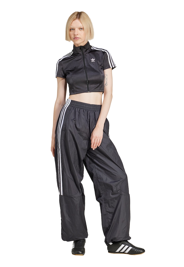 Tricou crop cu logo si fermoar