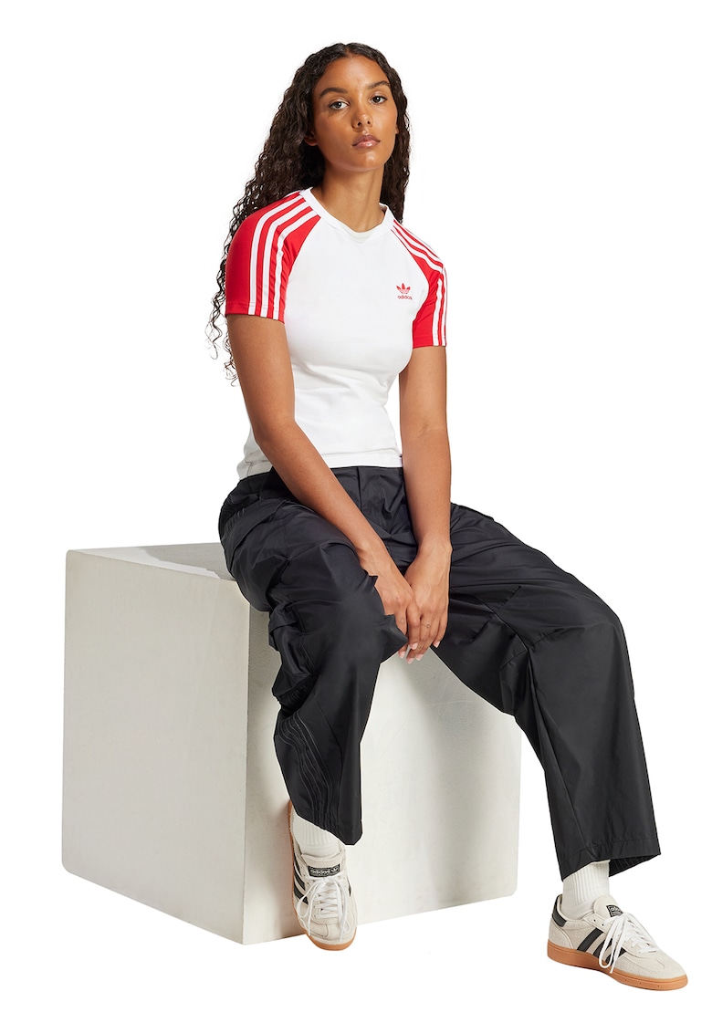 Tricou slim fit cu logo - Rosu/Alb