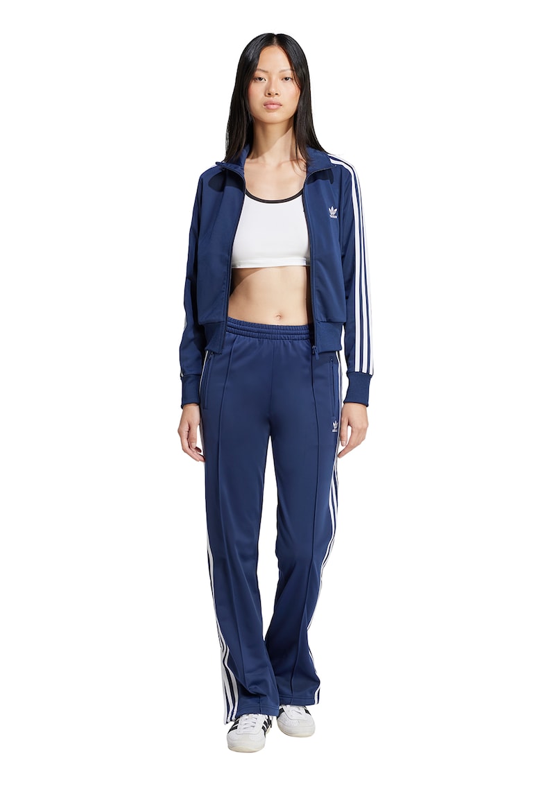Bluza de trening crop cu fermoar si dungi Firebird