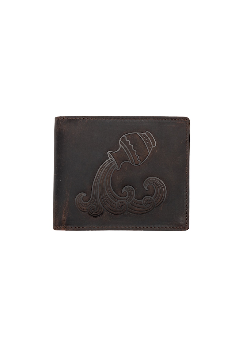 Portofel barbati piele naturala maro zodiac Varsator