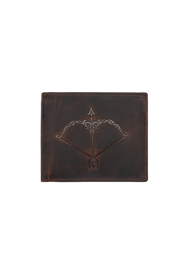 Portofel barbati din piele naturala maro zodiac Sagetator