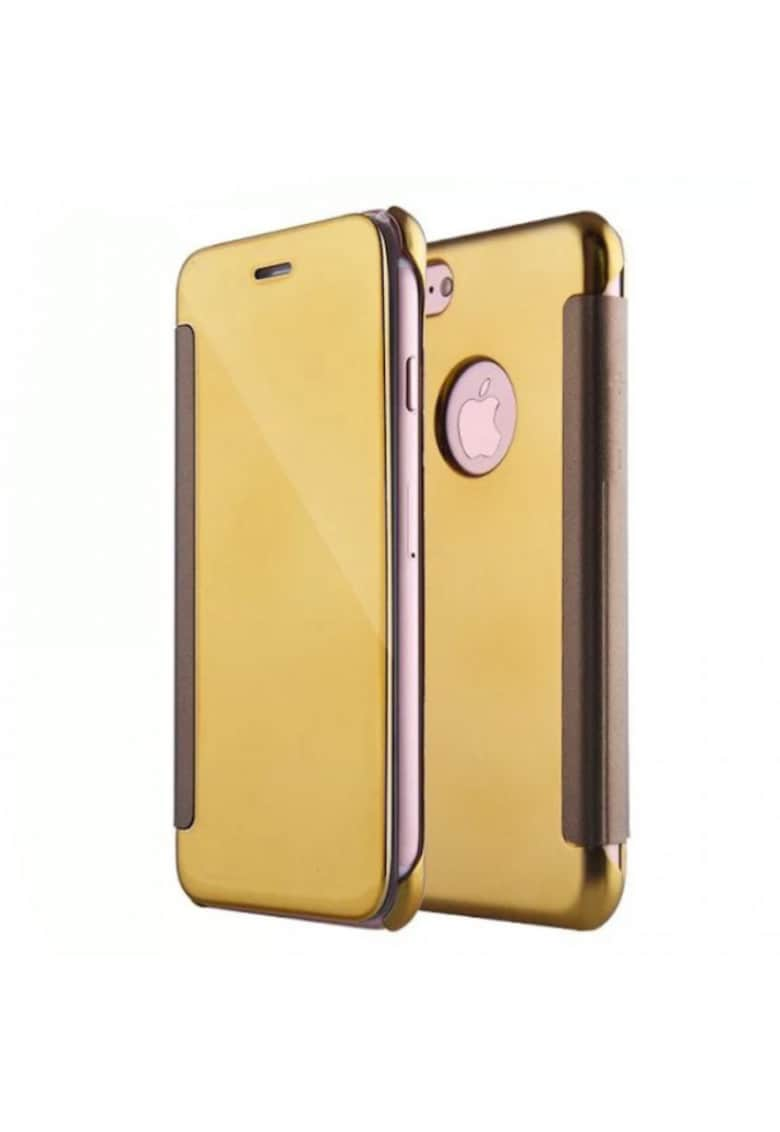 Husa de protectie mirror pu leather pentru apple iphone 8 / iphone 7 - gold