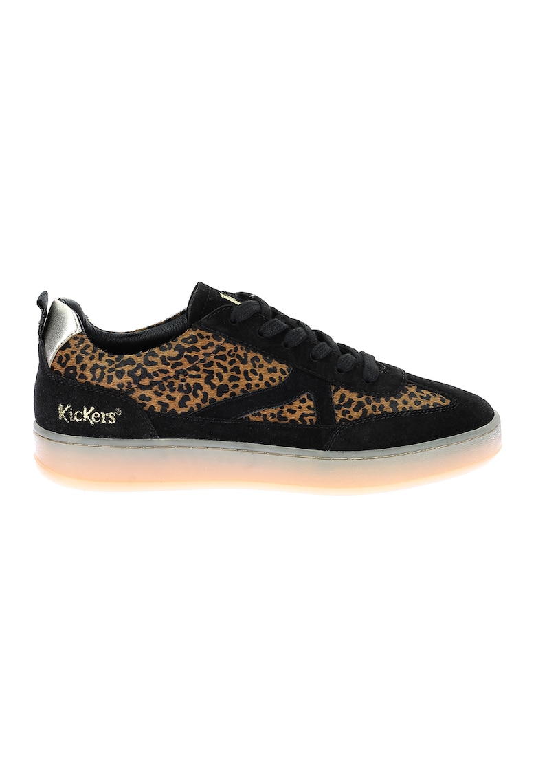 Pantofi sport de piele cu animal print - Negru/Maro