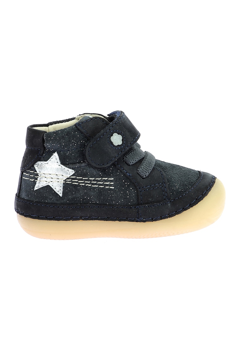 Pantofi de piele intoarsa cu velcro - Albastru ultramarin/Argintiu