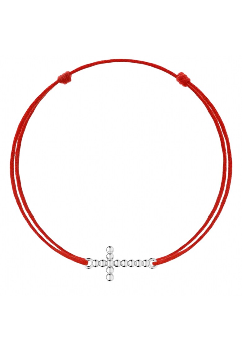 Bratara cu pandantiv Cruce Stilizata din Argint 925 - snur rosu reglabil