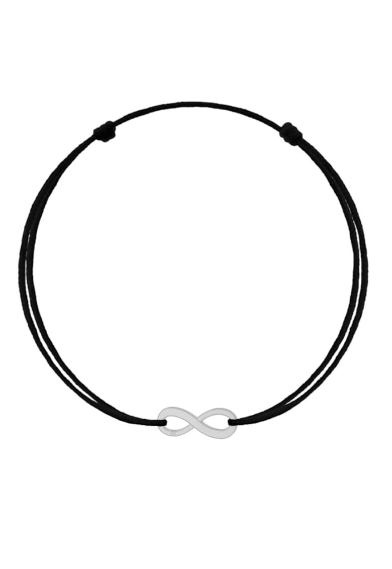 Bratara cu pandantiv Infinit din Argint 925 - snur negru reglabil