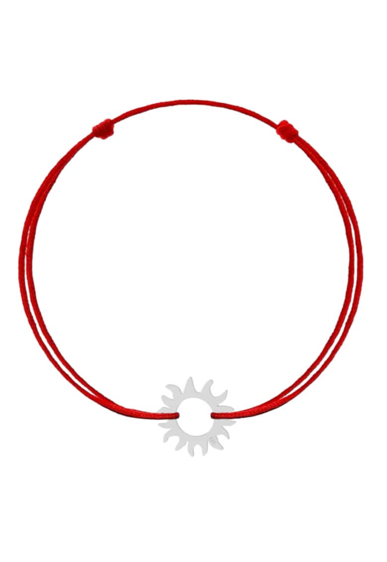 Bratara cu pandantiv Soare din Argint 925 - snur rosu reglabil