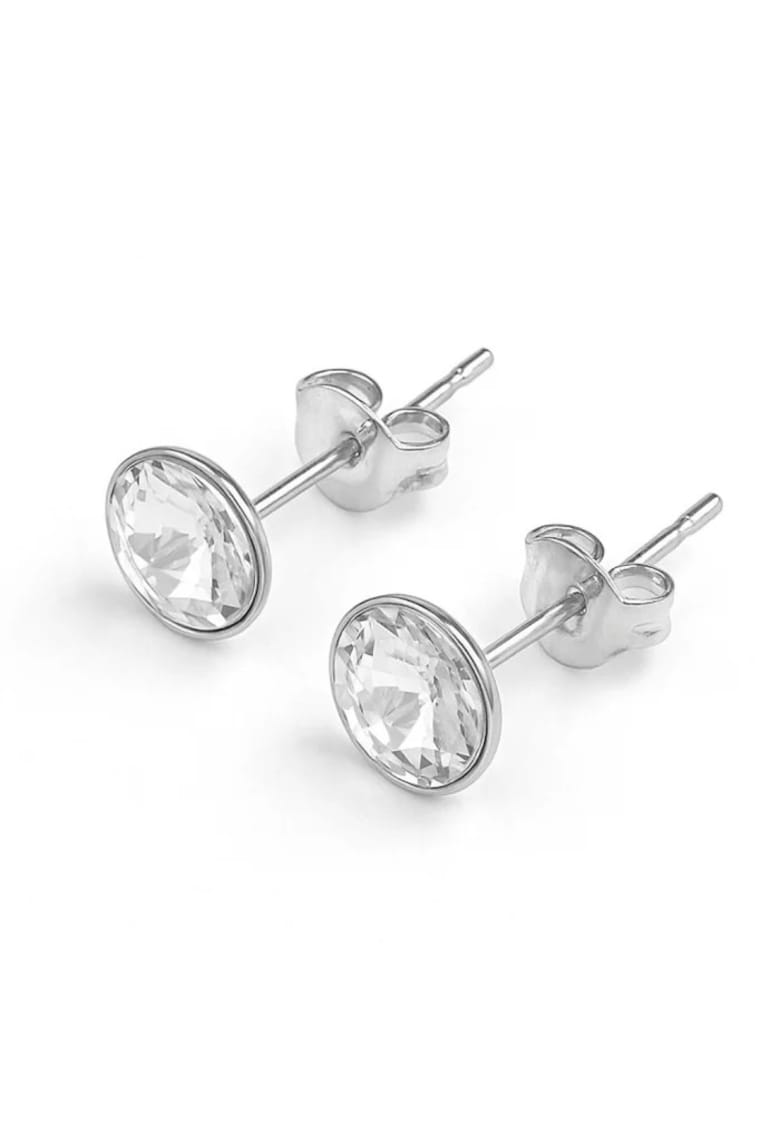 Cercei din Argint 925 cu Cristale Swarovski Argintii - inchidere tip surub - fluturas