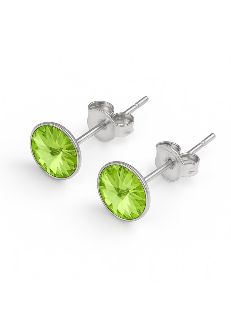 Cercei din Argint 925 cu Cristale Swarovski Verzi - inchidere tip surub - fluturas