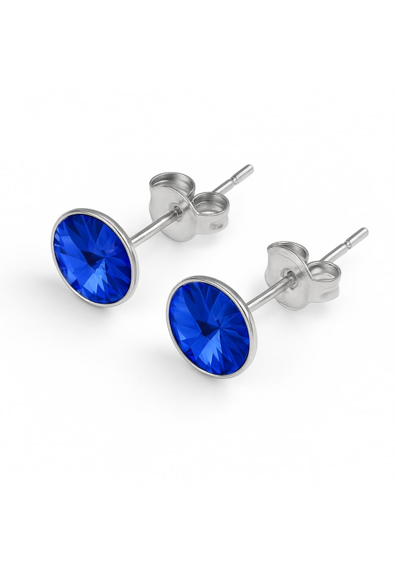 Cercei din Argint 925 cu Cristale Swarovski Albastre - inchidere tip surub - fluturas