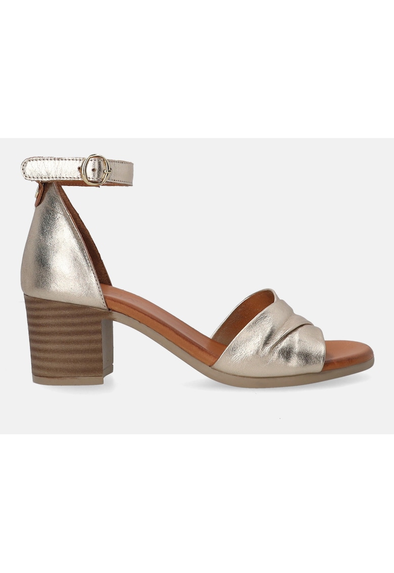 Sandale metalizate din piele cu catarama