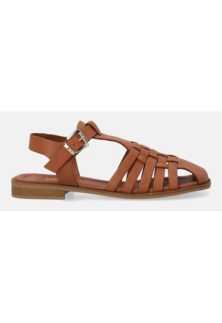 Sandale fisherman din piele - Maro