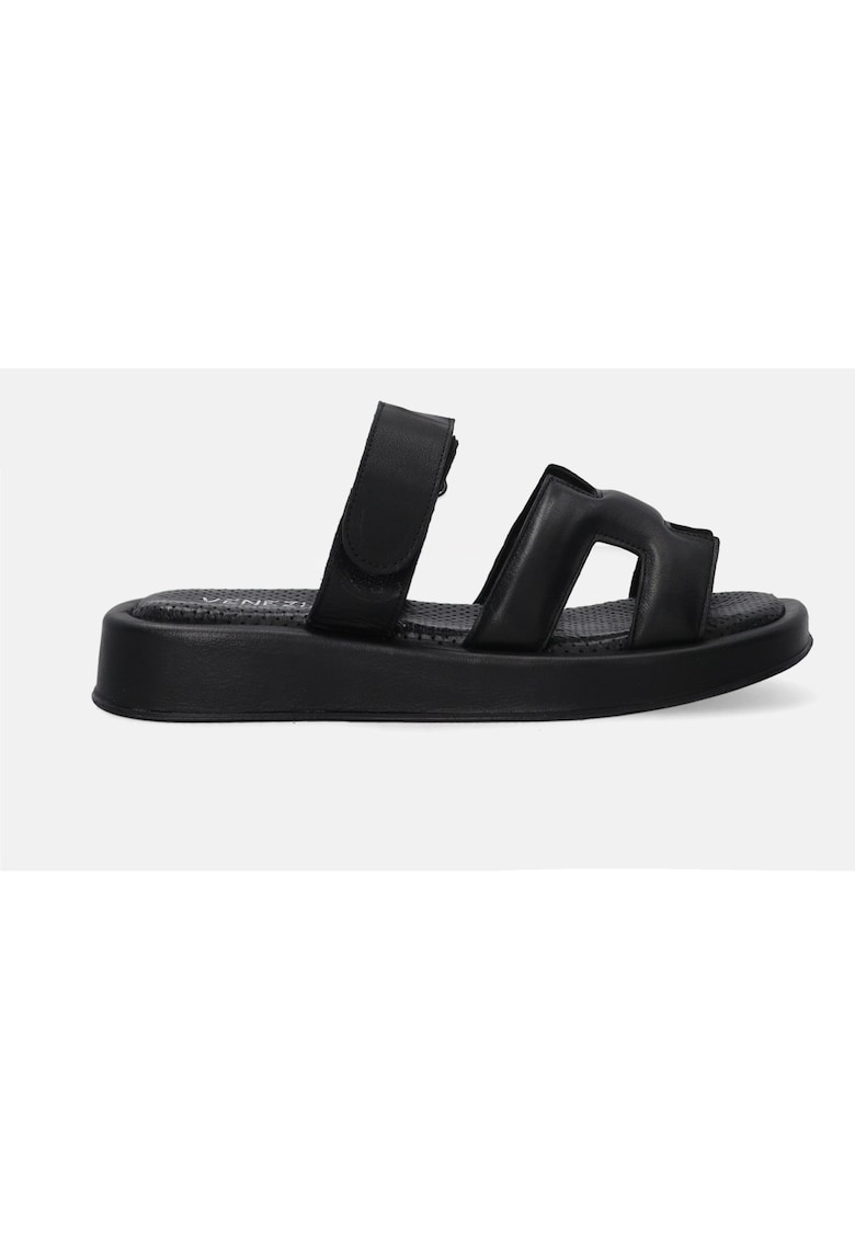 Papuci din piele naturala - Negru