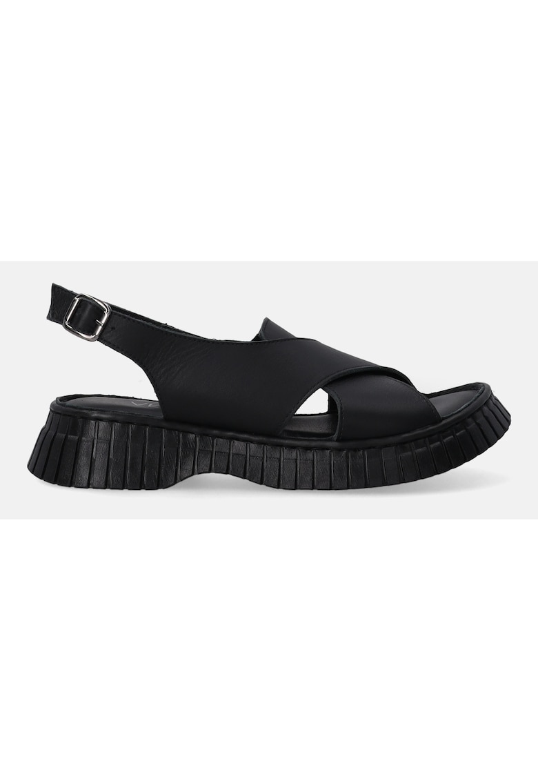 Sandale demi-wedge din piele