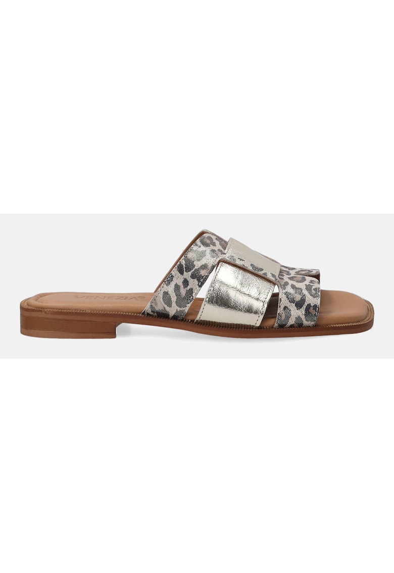Papuci din piele cu animal print