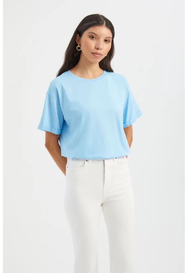 Tricou dama - Crew Neck Relaxed - confortabil - jerseu - Albastru -