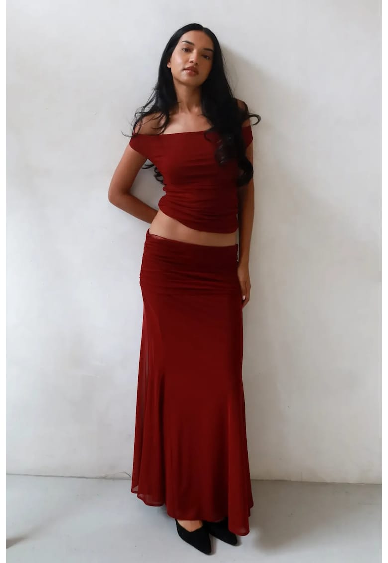 Fusta Ilma Maxi Bodycon - rosie - textil - croiala mulata - eleganta