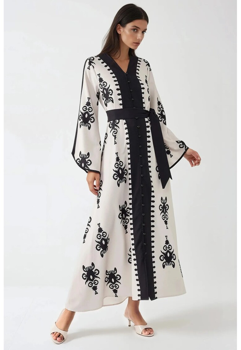 Rochie maxi - detalii cambrate - negru - textil