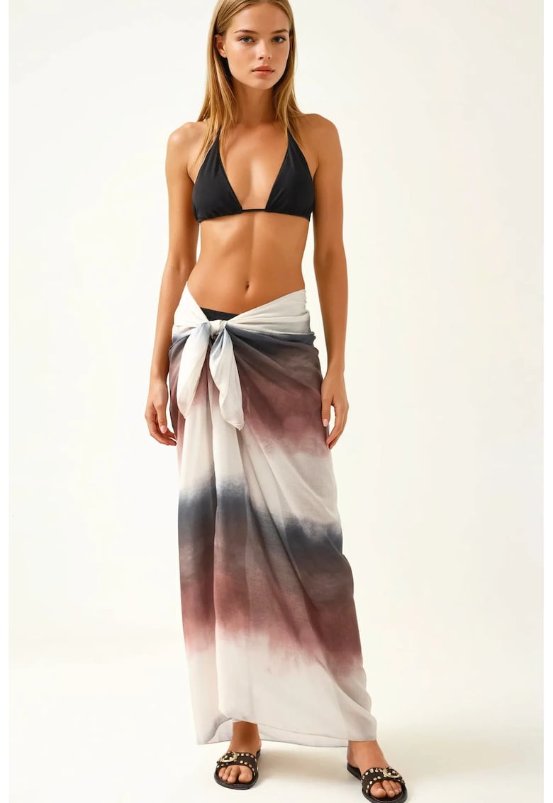 Pareo pentru Plaja cu imprimeu - Lung - Maro Nuc -