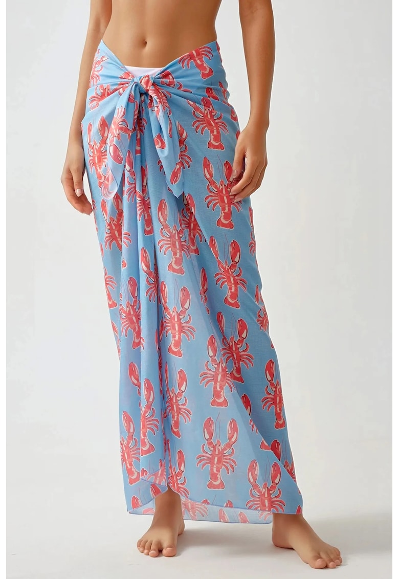 Fusta plaja -  albastru/roz -