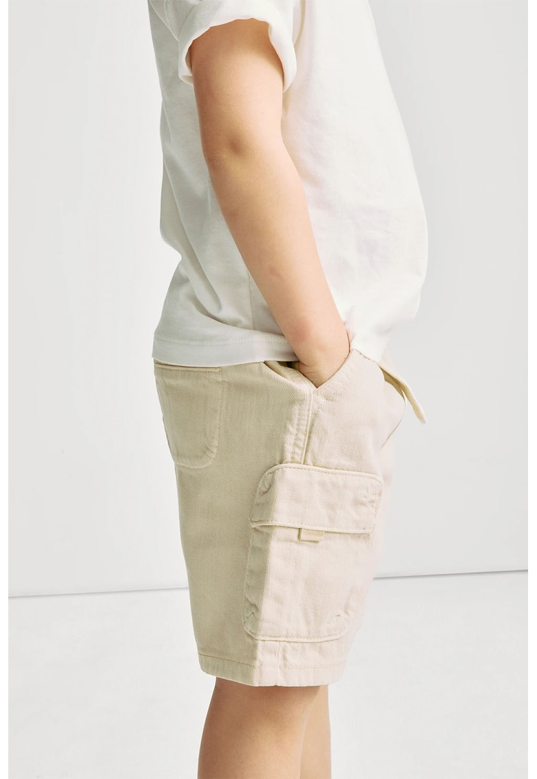 Pantaloni scurti cargo de bumbac si lyocell - Bej deschis