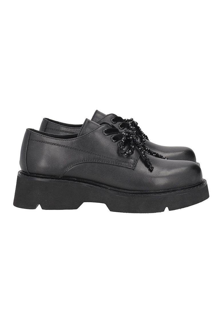 Pantofi de piele cu aspect masiv - Negru