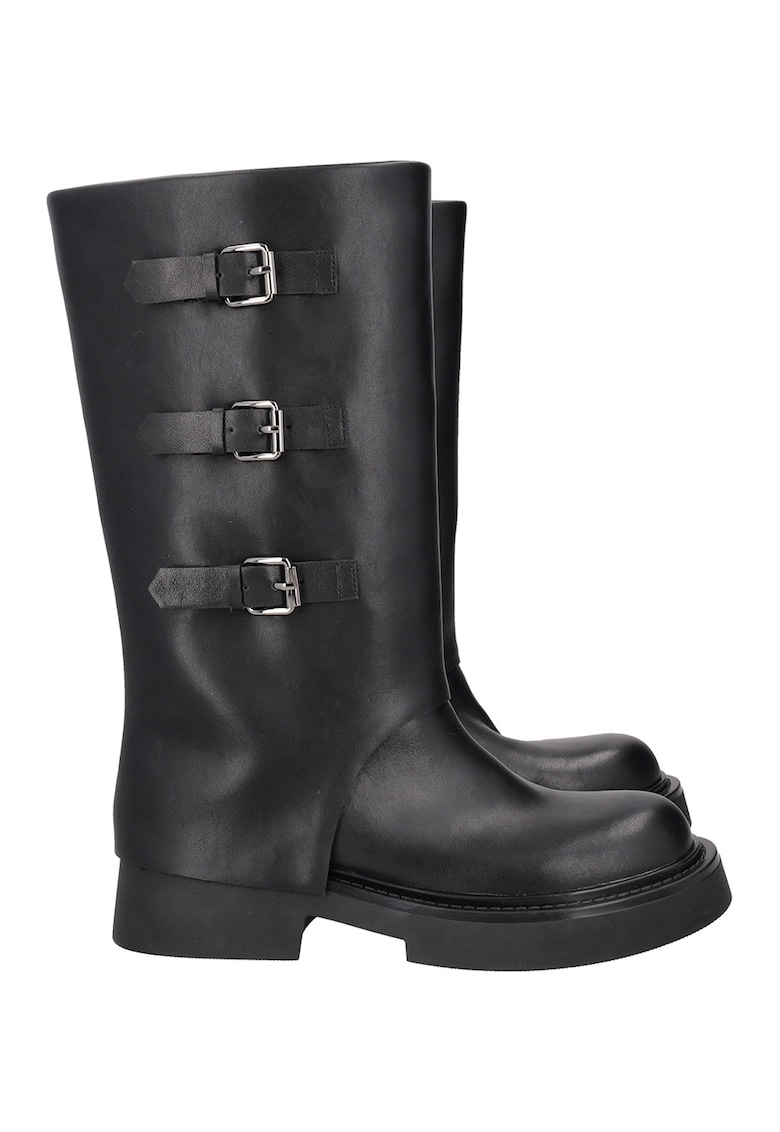 Cizme mid-calf de piele si piele ecologica