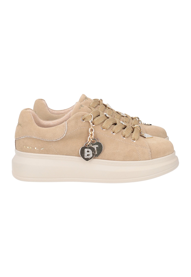 Pantofi sport din piele intoarsa cu detaliu logo