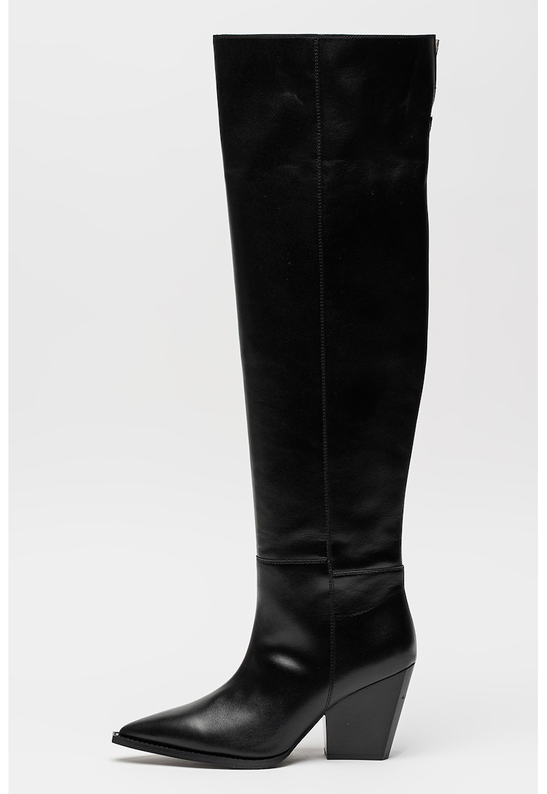 Cizme lungi de piele Reina - Negru